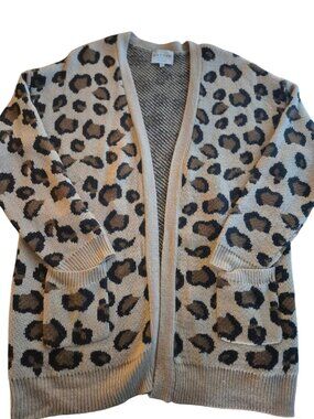 Hayden Leopard Print Open Front Sweater Cardigan S/M